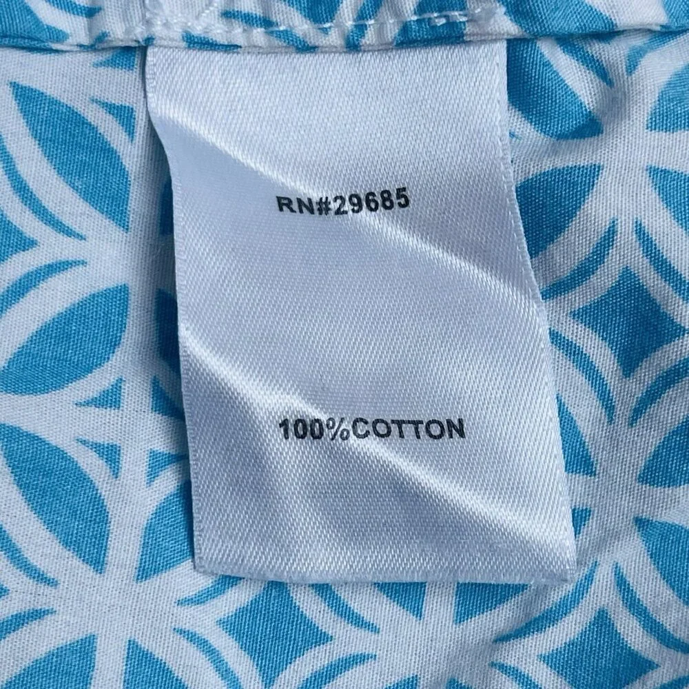 Pendleton Blouse Tunic Top Womens Medium Blue Cotton Pullover‎ 3/4 Sleeves Boho